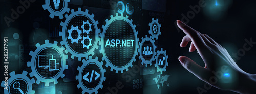 ASP.NET Development programming language concept on virtual screen.