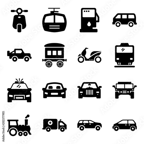 Vehicle Glyph Icons Pack