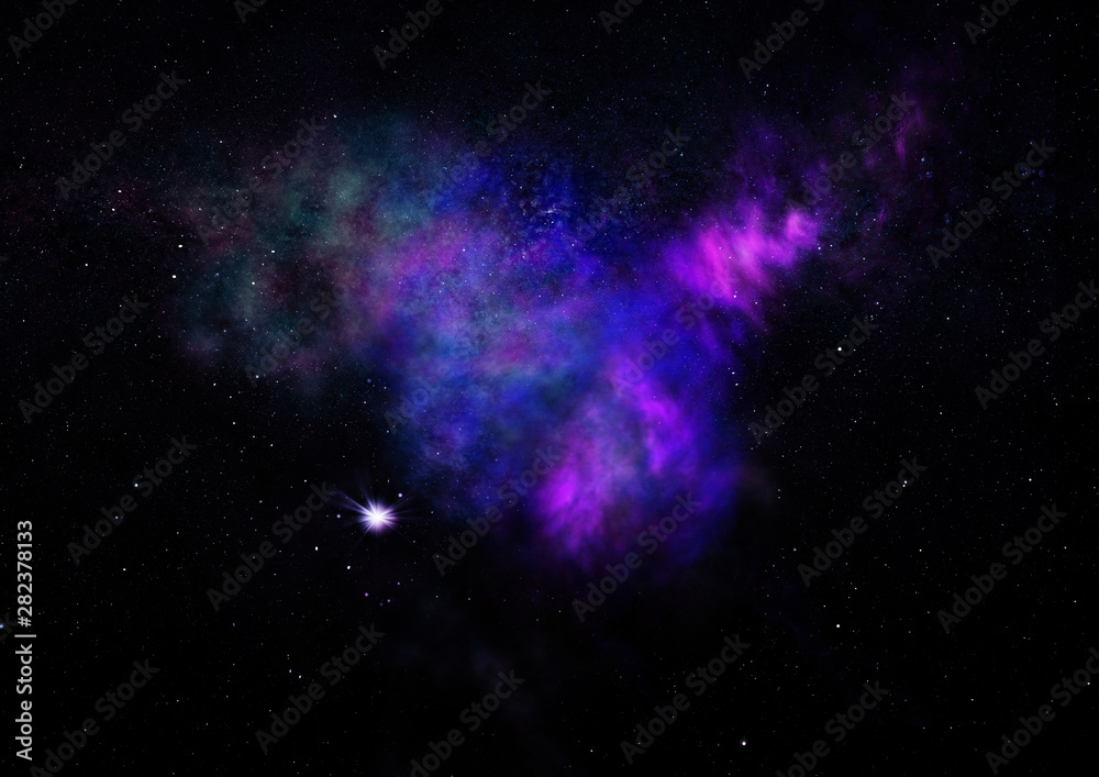 Fototapeta premium Star field in space and a nebulae. 3D rendering