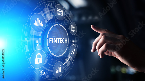 Fintech Financial technology Cryptocurrency investment and digital money. Business concept on virtual screen. photo