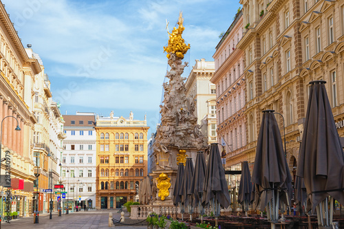 Graben Street in Vienna with the Plague Column, Austria, morning view photo