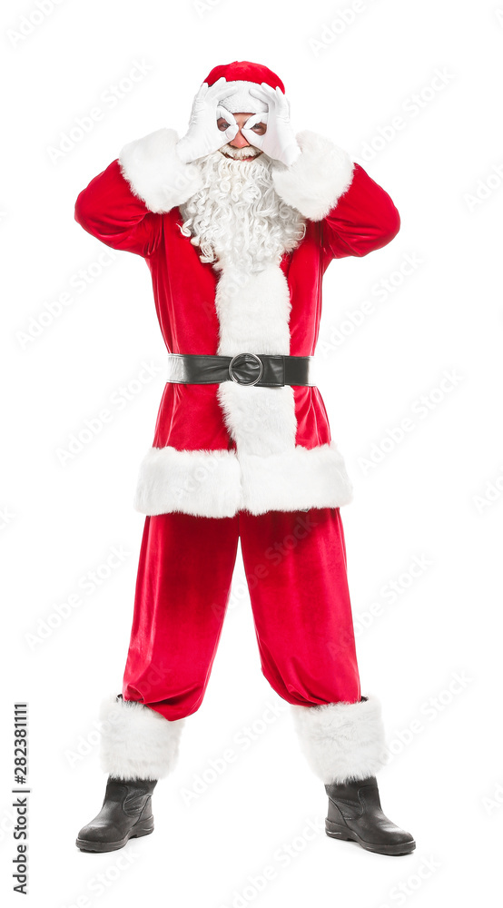 Portrait of funny Santa Claus on white background Portrait of funny Santa Claus on white background
