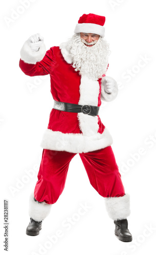 Portrait of cool Santa Claus on white background
