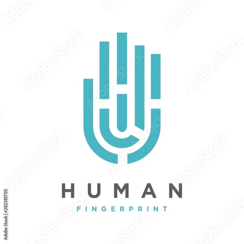 fingerprint hand logo vector, modern minimalist