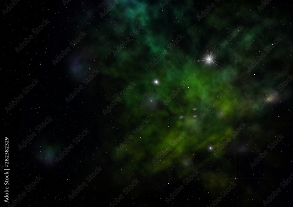 Fototapeta premium Star field in space and a nebulae. 3D rendering