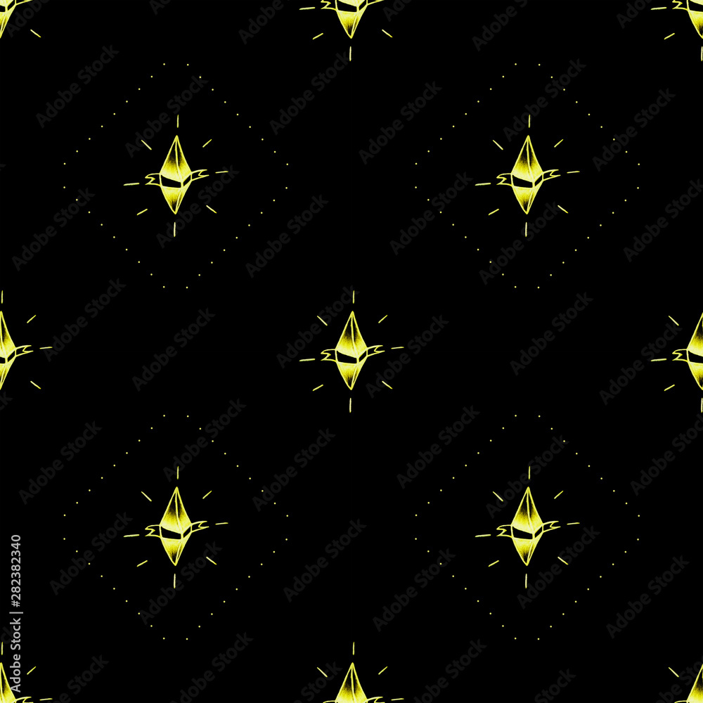 Obraz premium hand drawn gold sparkling gem on a black background