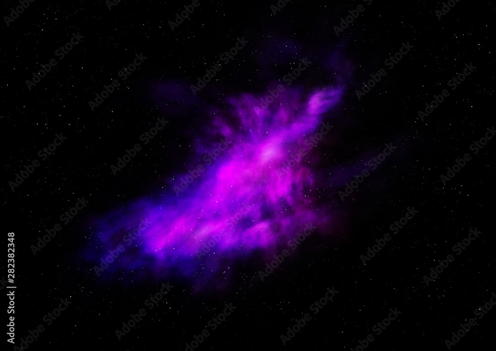 Fototapeta Being shone nebula and star field. 3D rendering
