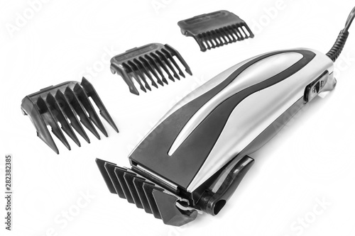 Beard and hair clippers on the white background.