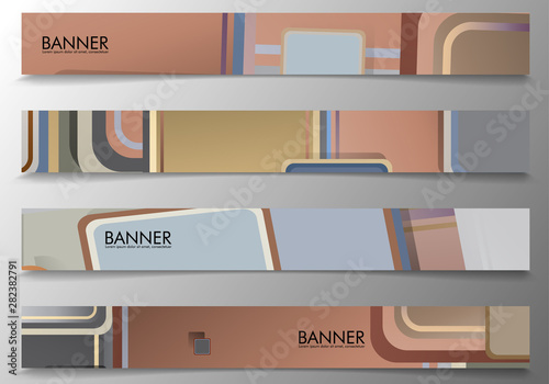 Set of background banners with a composition of stone and brick colors. Vector geometric design