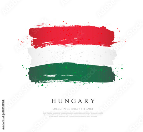 Photography Flag of Hungary. Brush strokes are drawn by hand.