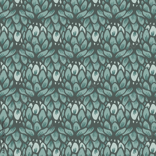 Vector artichoke flower green monotone seamless pattern background