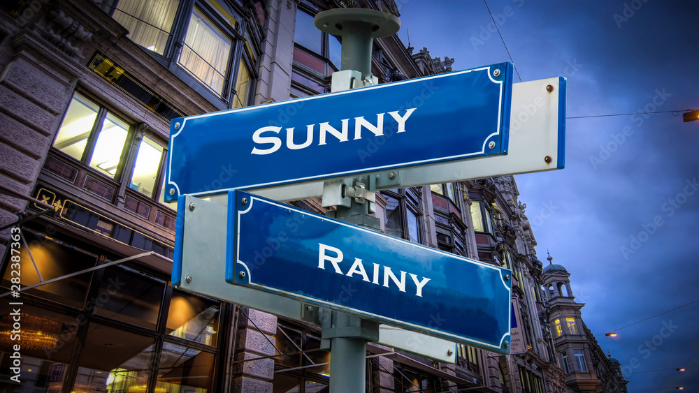 Street Sign Sunny versus Rainy Street Sign Sunny versus Rainy