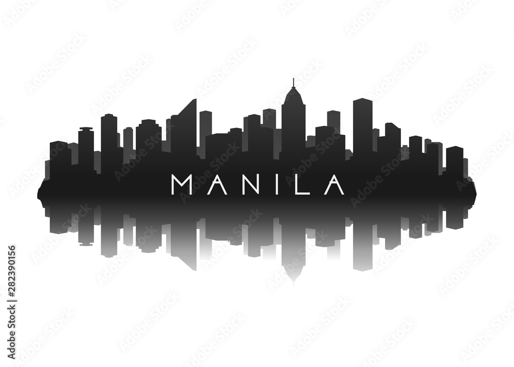 manila skyline silhouette of city vector illustartion
