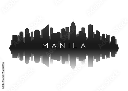 manila skyline silhouette of city vector illustartion