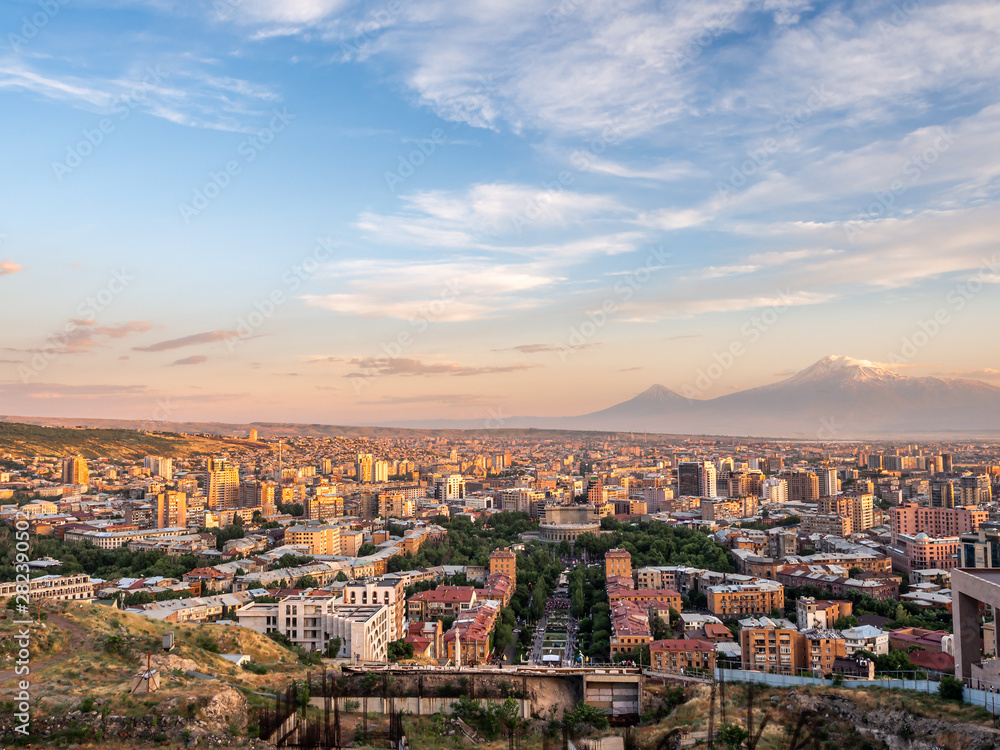 View of city center from the top of Cascade in Yerevan