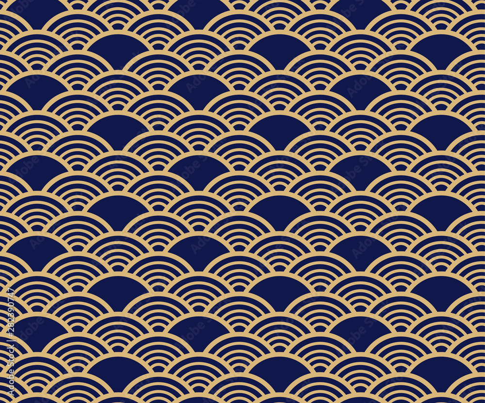 Japanese Gold Wave Seamless Pattern