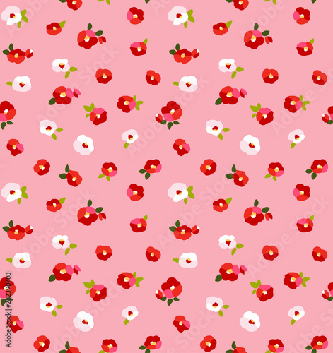 Japanese Cute Pink Flower Seamless Pattern
