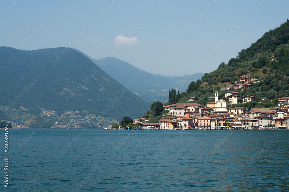 Sulzano small village on Lake Iseo in the province of Brescia, in Lombardy, Italy.