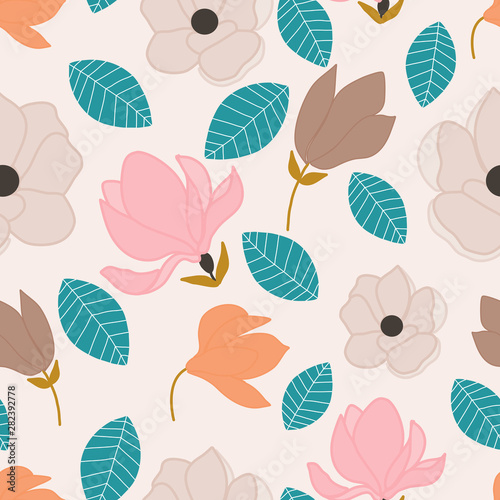 Autumn flowers in a seamless pattern design