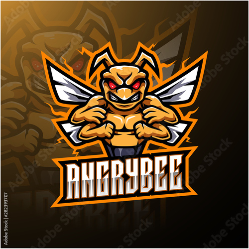 Angry bee mascot logo design