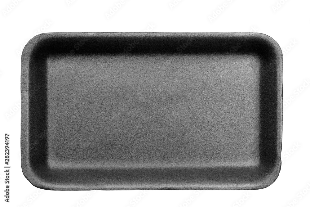 Styrofoam food tray isolated on white background.