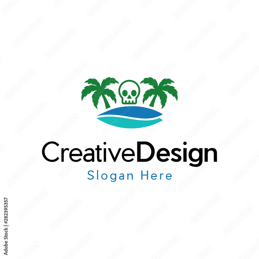 Skull summer beach t-shirt graphic design, skull surf graphic design for tattoo or t-shirt print