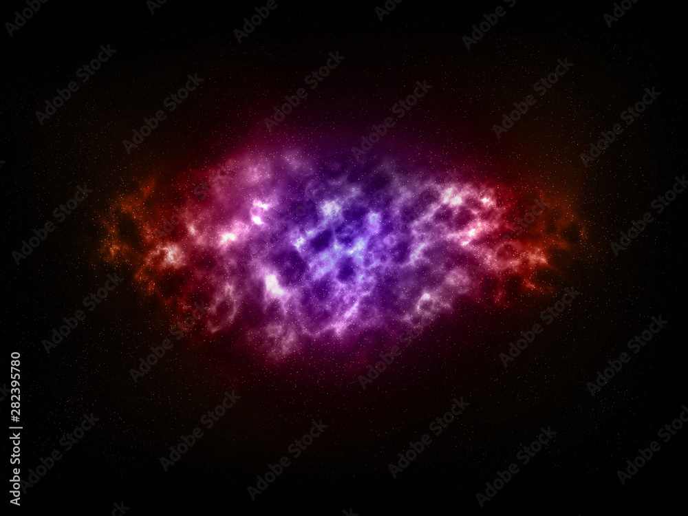 Fototapeta premium Cloudy Purple and Red Nebula Space Dust with Stars