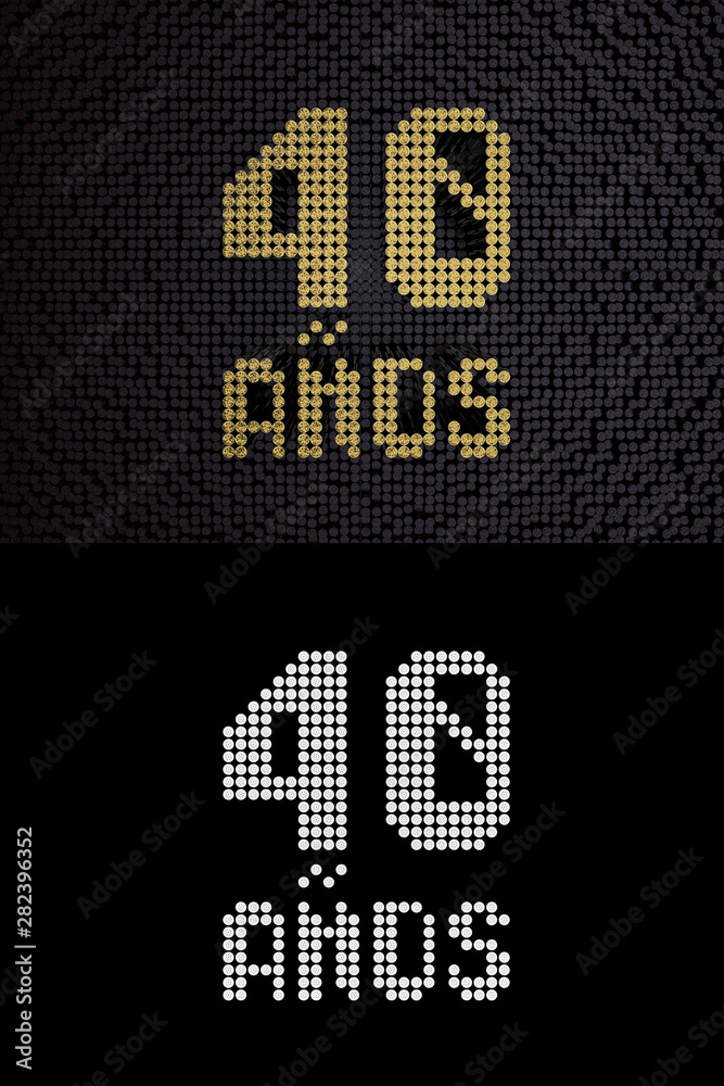 Inscription in Spanish. Golden number 40 years Inscription in Spanish. Golden number 40 years