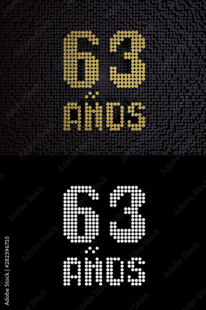 Inscription in Spanish. Golden number 63 years Inscription in Spanish. Golden number 63 years