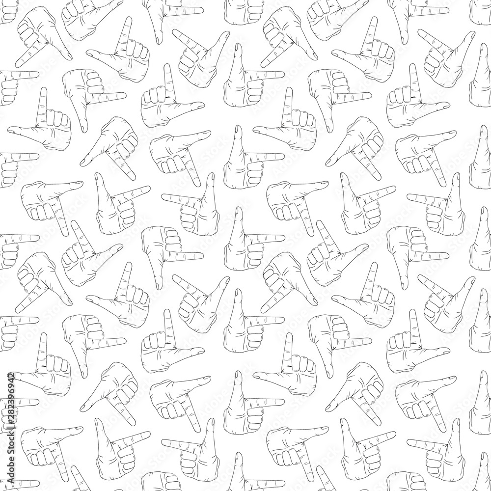 Hand gesture pattern on white background