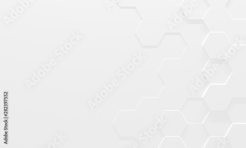 White Hexagon Background With Copy Space (3D Illustration)