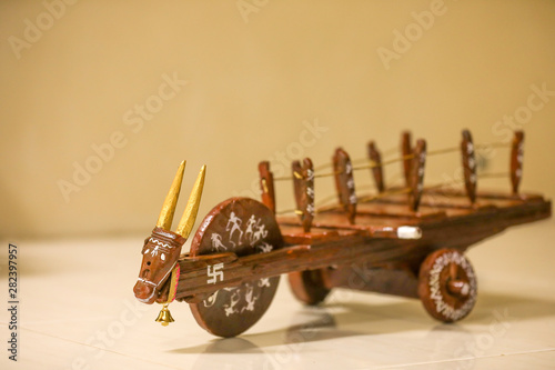 Indian festival Pola, Beautiful little  Bull cart like toy  photo