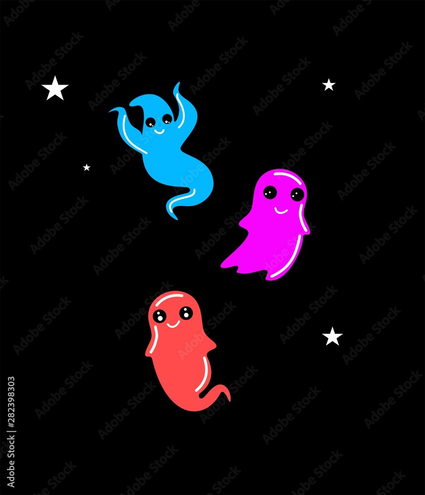 Set of funny cartoon ghosts
