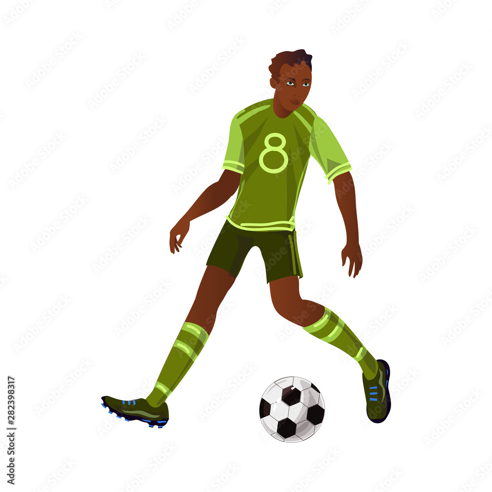Modern afro american soccer player make a dribble