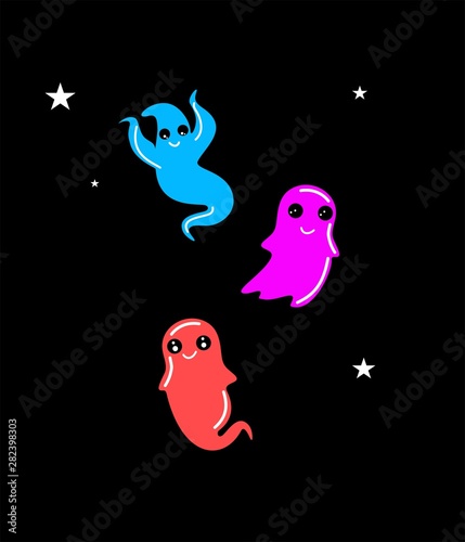 Set of funny cartoon ghosts