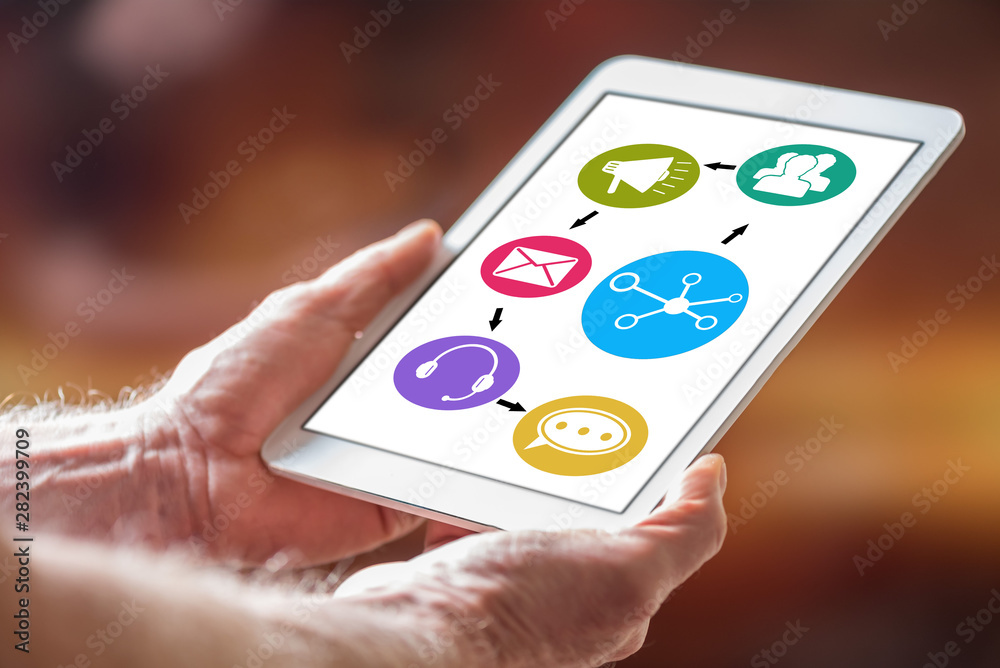 Network communication concept on a tablet Network communication concept on a tablet