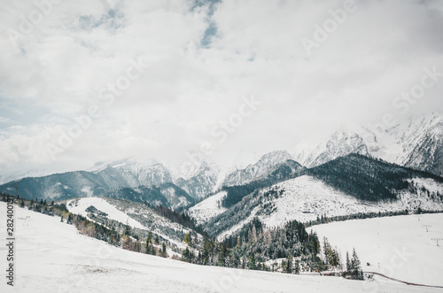 Landscape in South Poland with dramatic view of Tatra mountains.