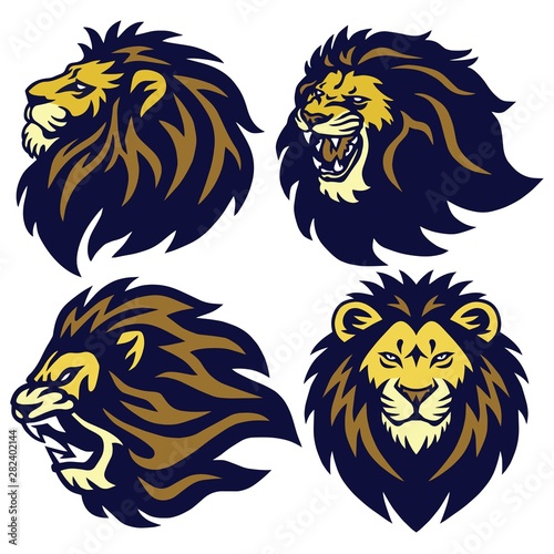 Lion Head Esport Logo Set Premium Collection Vector Mascot