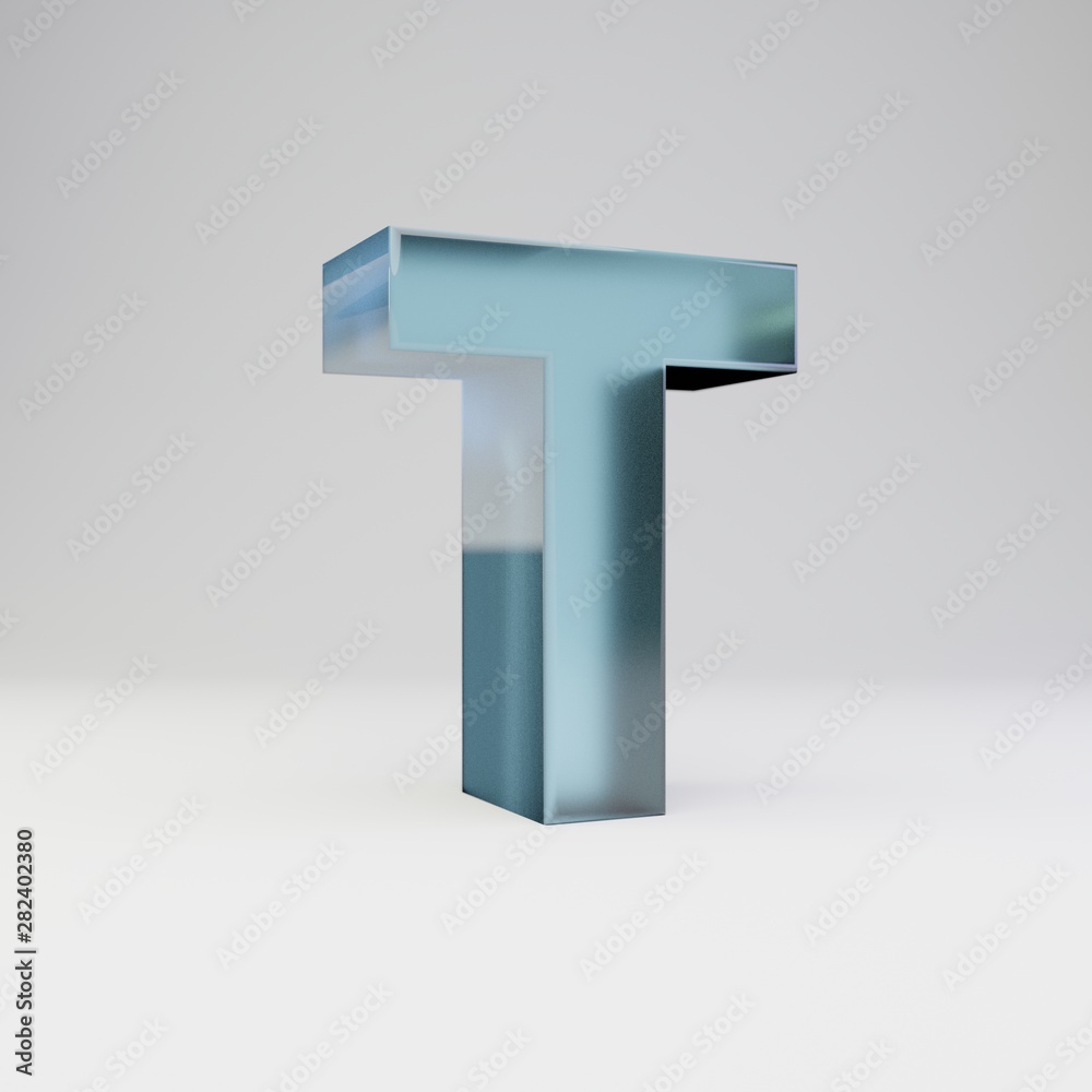 Ice 3d letter T uppercase. Transparent ice font with glossy reflections and shadow isolated on white background. Ice 3d letter T uppercase. Transparent ice font with glossy reflections and shadow isolated on white background.