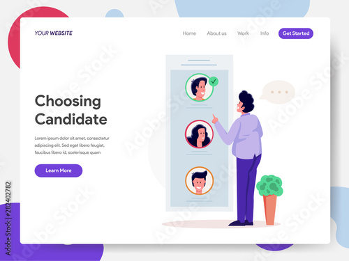 Landing page template of Citizen Choosing Candidate or Vote Illustration Concept. Modern design concept of web page design for website and mobile website.Vector illustration EPS 10