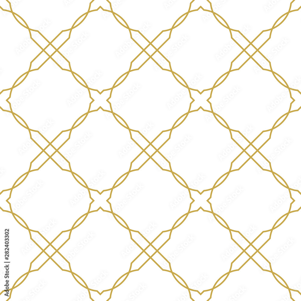 Naklejka premium Elegant linear diagonal ornament. Seamless vector pattern in gold color