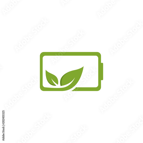 Eco green Battery logo vector icon illustration in flat design 