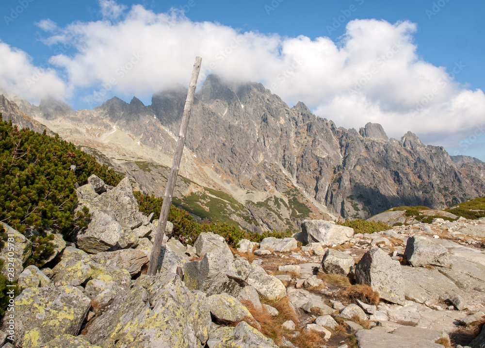 Fototapeta premium Great Cold Valley in Vysoke Tatry (High Tatras), Slovakia. The Great Cold Valley is 7 km long valley, very attractive for tourists