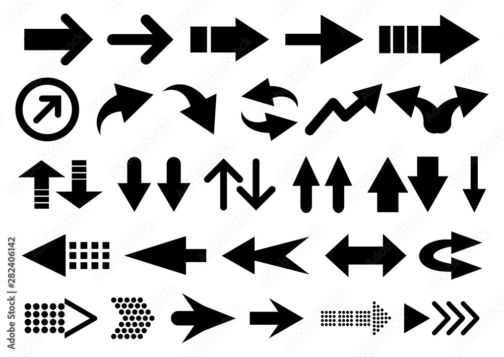 Vector set of arrow shapes isolated on white Vector set of arrow shapes isolated on white