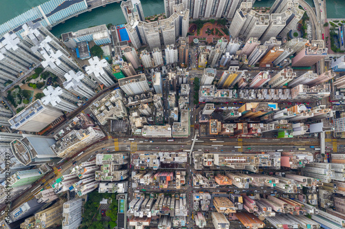 Top view of Hong Kong city photo