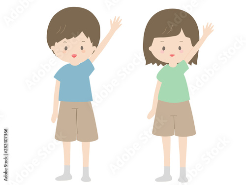 ひなちゃんととしくん　ハーイ