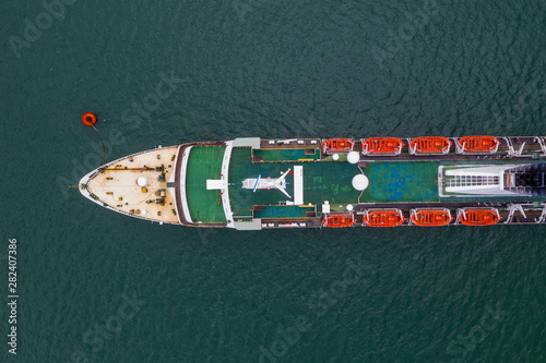 Top view of the cargo ship