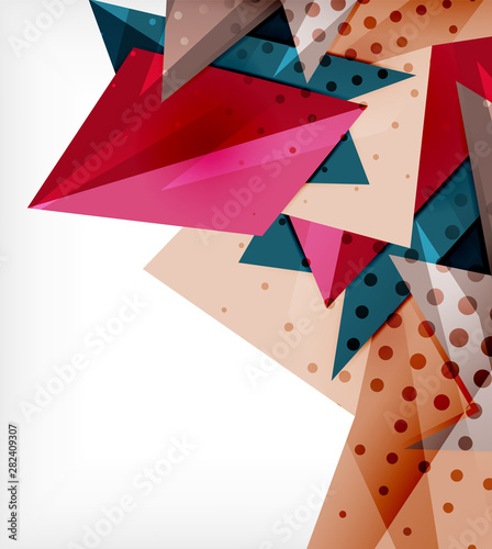 Modern origami card. Modern origami design element. Color geometric pattern. Abstract low-poly background. Presentation template.