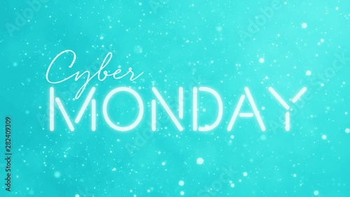 Cyber Monday Sale animated text on blue sparkle fairy dust background