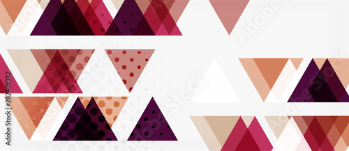 Banner with multicolored mosaic triangle geometric design on white background. Abstract texture. Vector illustration design template.